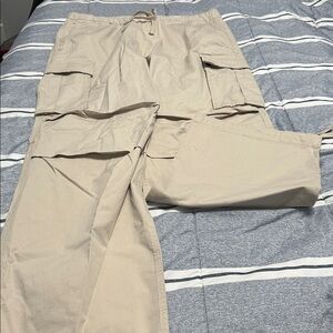 H&M Beige Relaxed Fit Cargo Pants